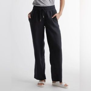 Quince Black 100% European Linen Wide Leg Pant size Small